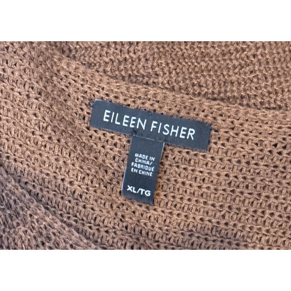 Eileen Fisher Asymmetric Sweater Tunic Top Linen Cotton Knit Rust XL - Picture 4 of 4